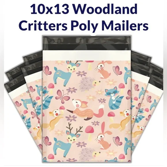 Woodland Critters Poly Mailers 10x13 Pack of 25 - Picture 3 of 7